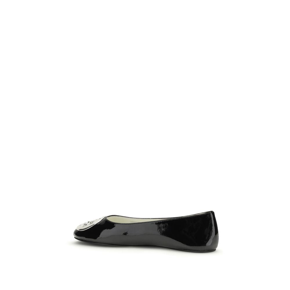 Tory Burch Black Calf Leather Bos Taurus Ballet Flats - Luxe Marca
