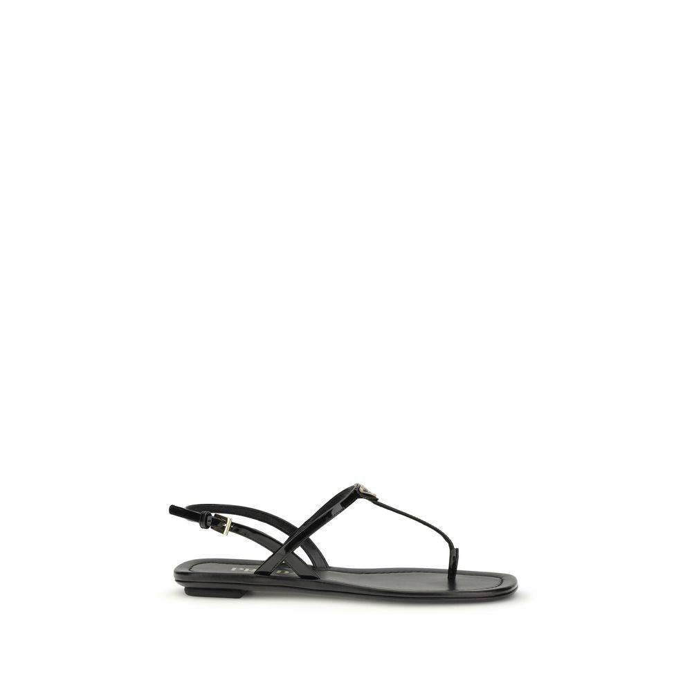 Prada Black Calf Leather Bos Taurus Flip-Flop Sandals - Luxe Marca