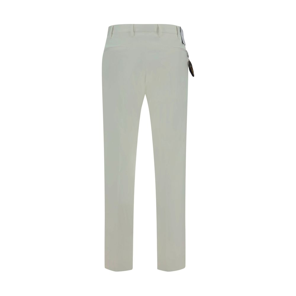 PT Torino White Cotton Casual Pants - Luxe Marca
