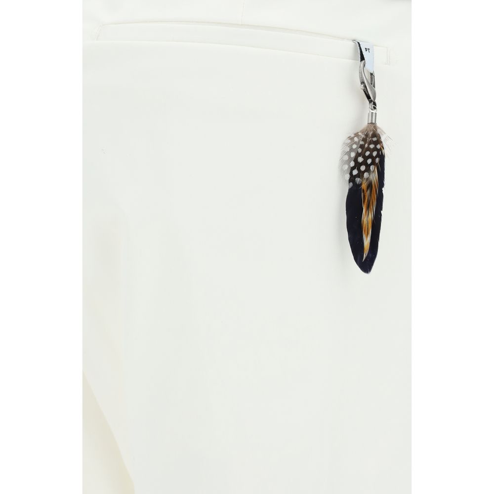 PT Torino White Cotton Casual Pants - Luxe Marca