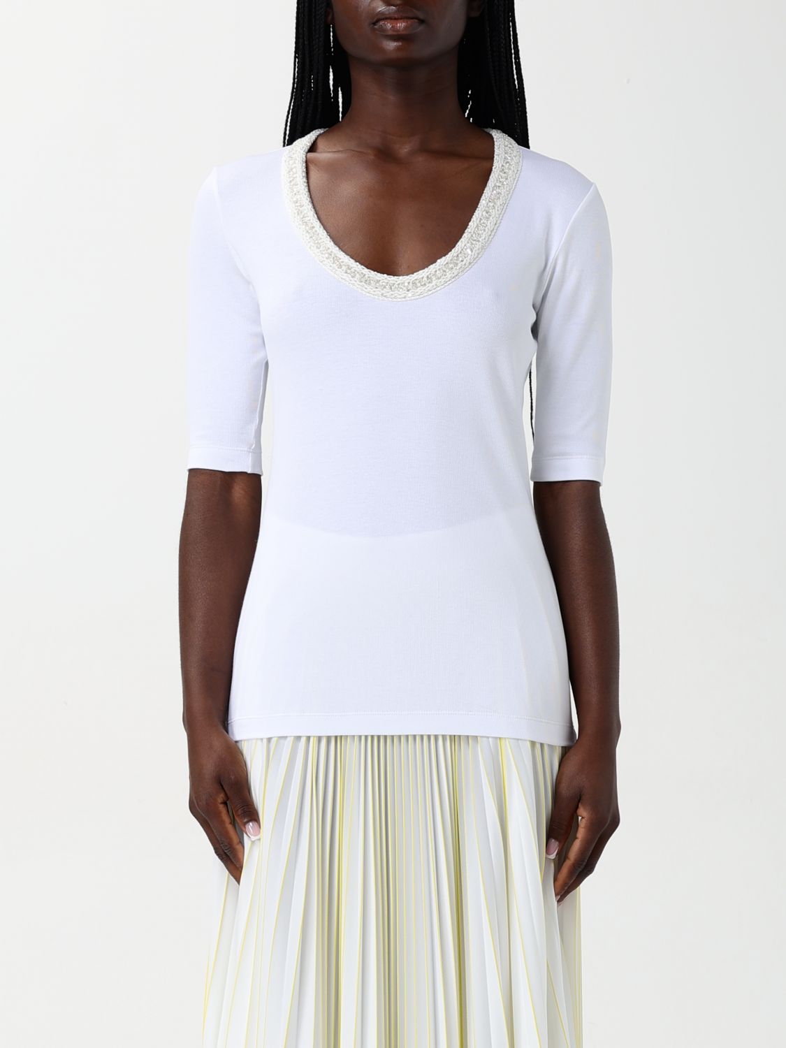 Fabiana Filippi White Cotton T-Shirt - Luxe Marca