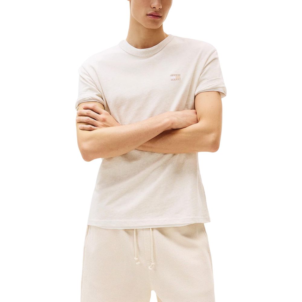 Tommy Hilfiger Jeans Beige Recycled Cotton T-Shirt - Luxe Marca