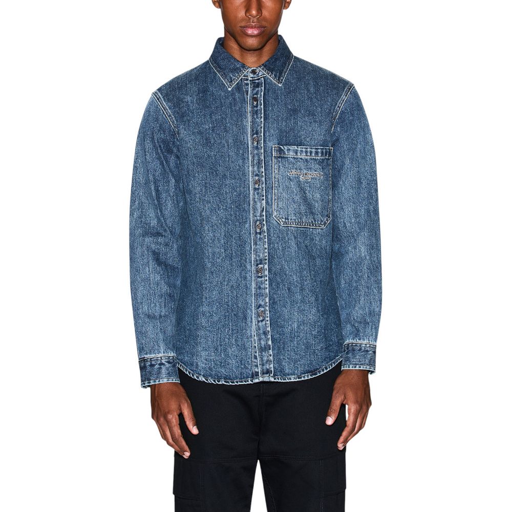 Armani Exchange Blue Denim Shirt