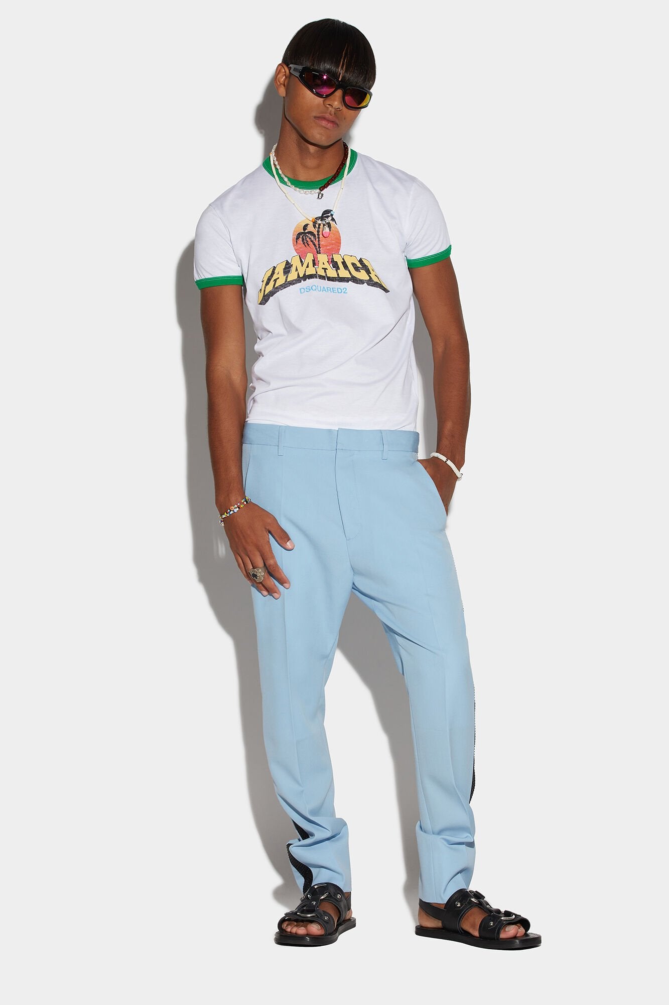 تي شيرت Dsquared² ألياف زرقاء