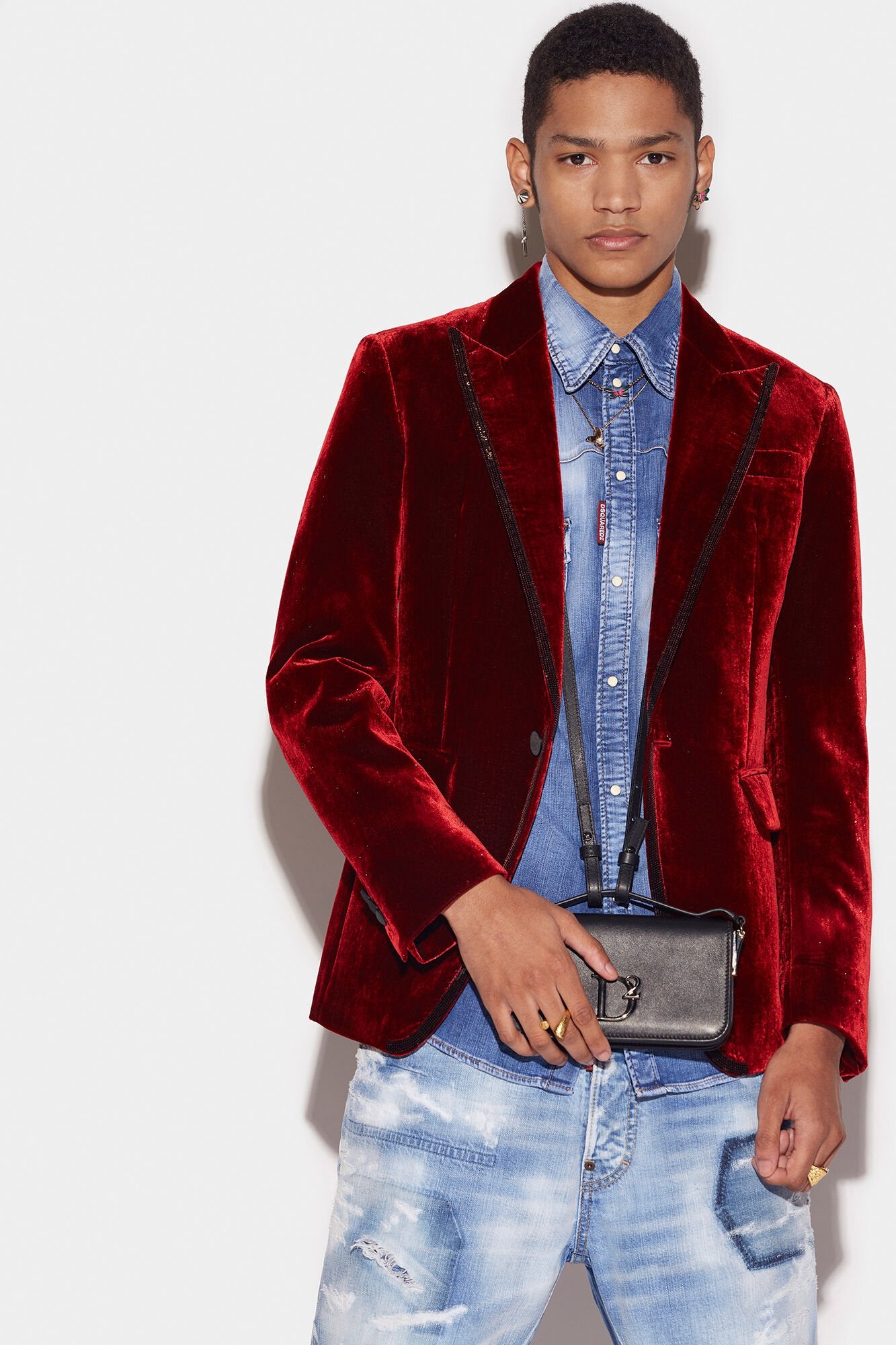 بليزر Dsquared² خمري من الألياف