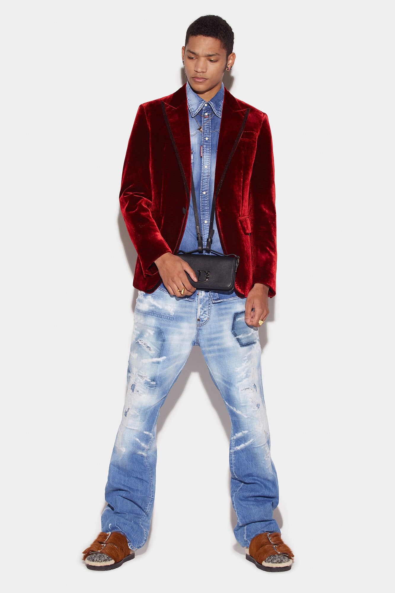 بليزر Dsquared² خمري من الألياف