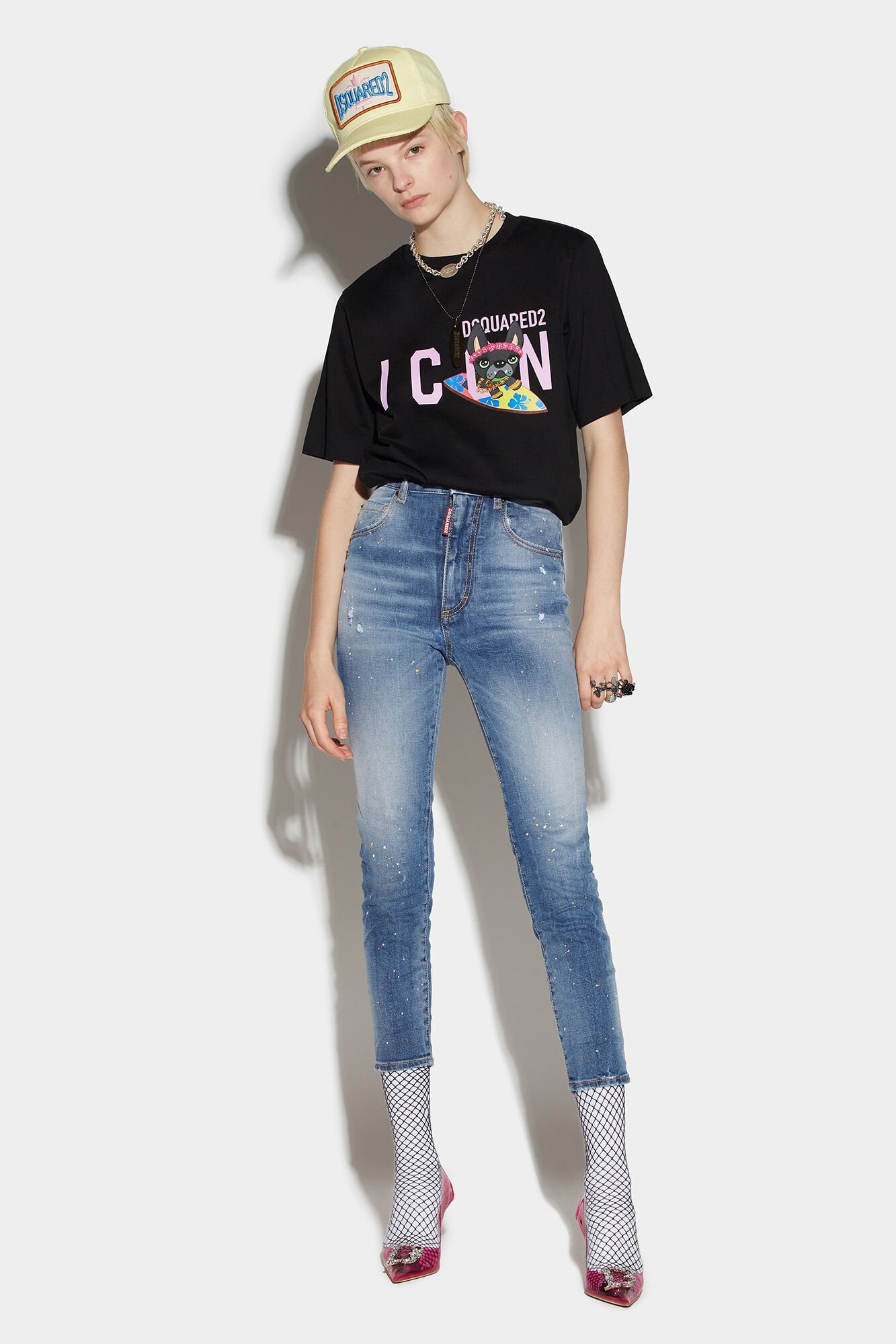 Dsquared² Navy Blue Fibres High-Waisted Jean