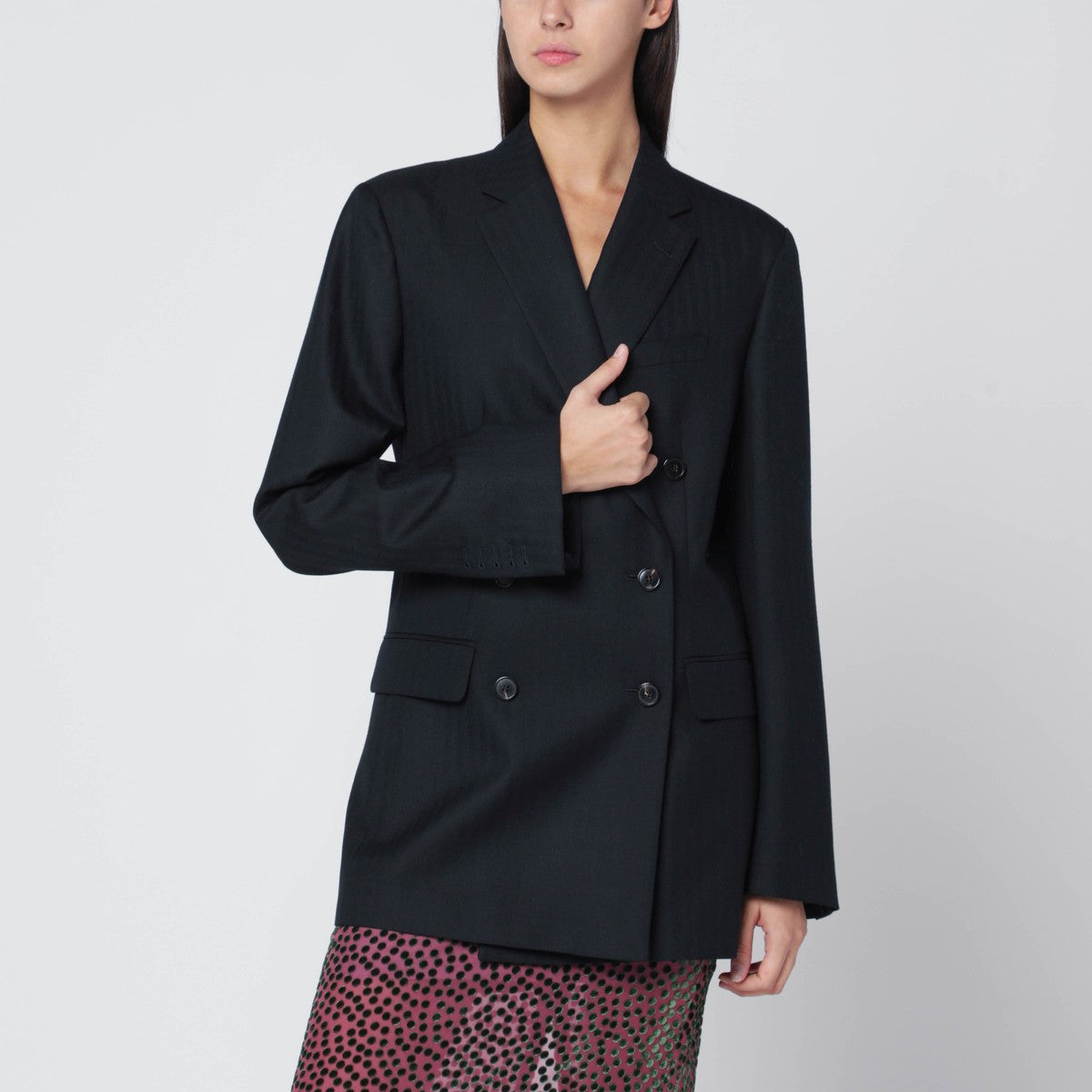 Dries Van Noten Dries Van Noten Navy blue double-breasted wool jacket