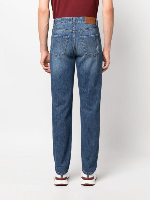 Brunello Cucinelli Blue Cotton Straight-Leg Jeans