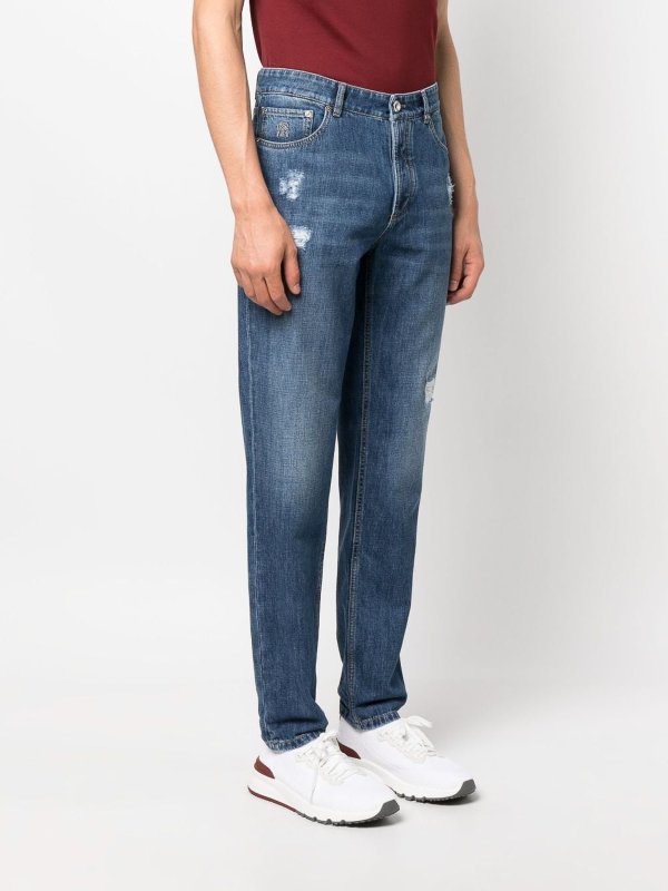 Brunello Cucinelli Blue Cotton Straight-Leg Jeans