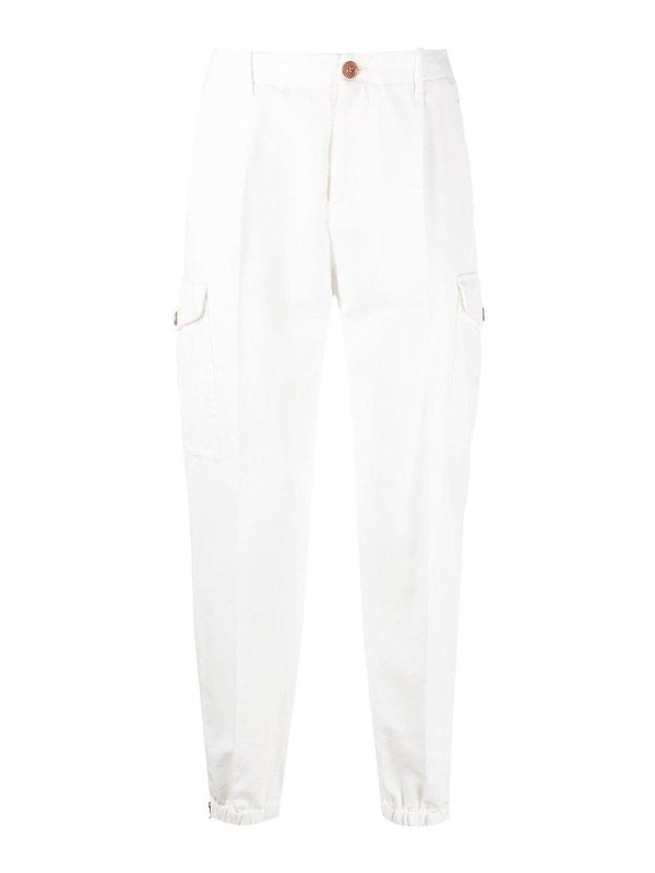 Brunello Cucinelli White Cotton Casual Pants