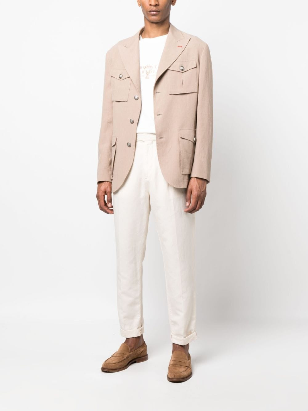 Brunello Cucinelli White Linen Casual Pants