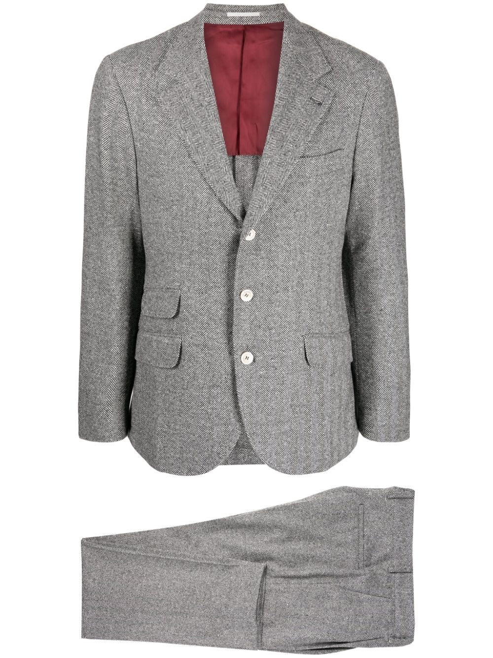 Brunello Cucinelli Gray Wool Two-Piece Suit