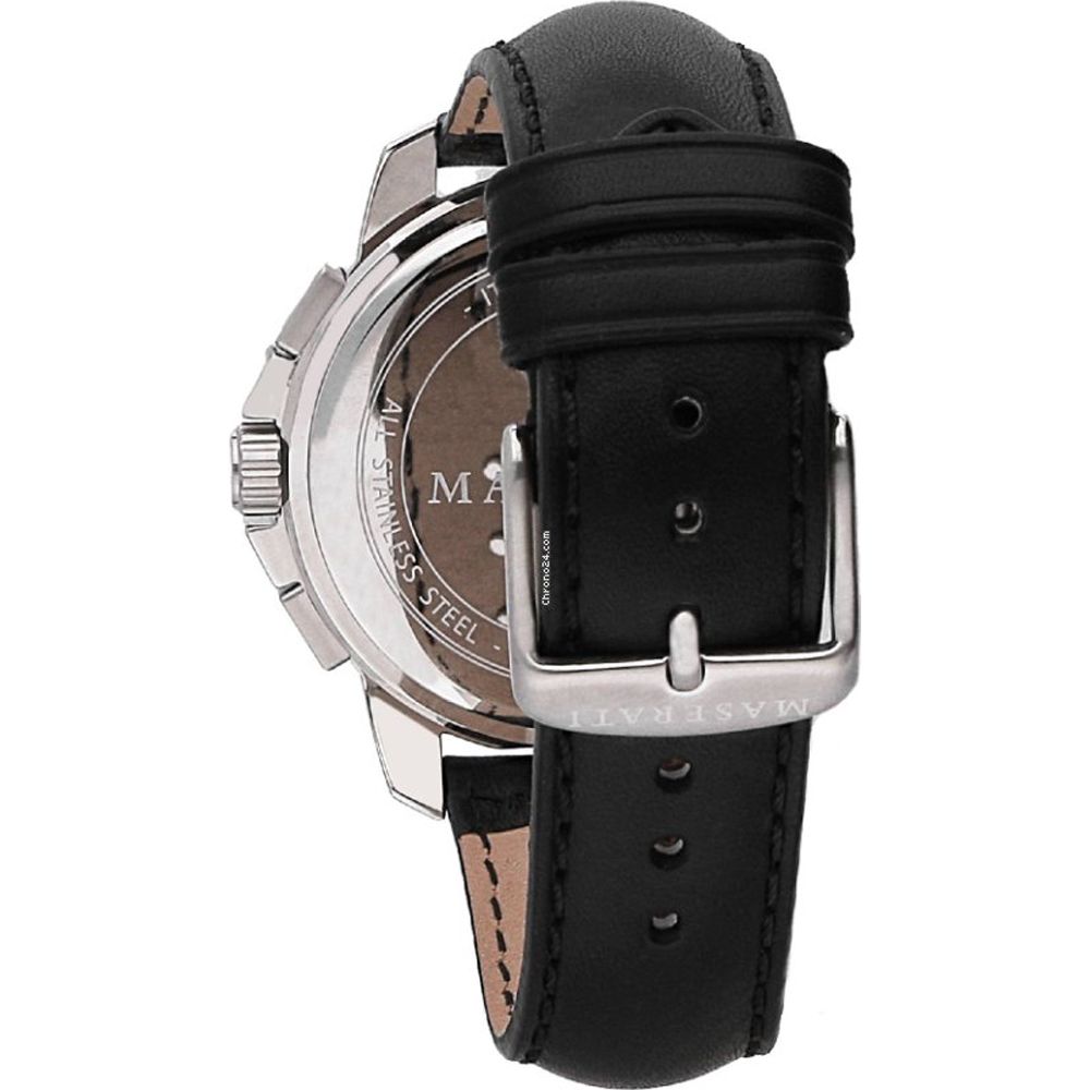 Maserati Black Leather Dress Watch
