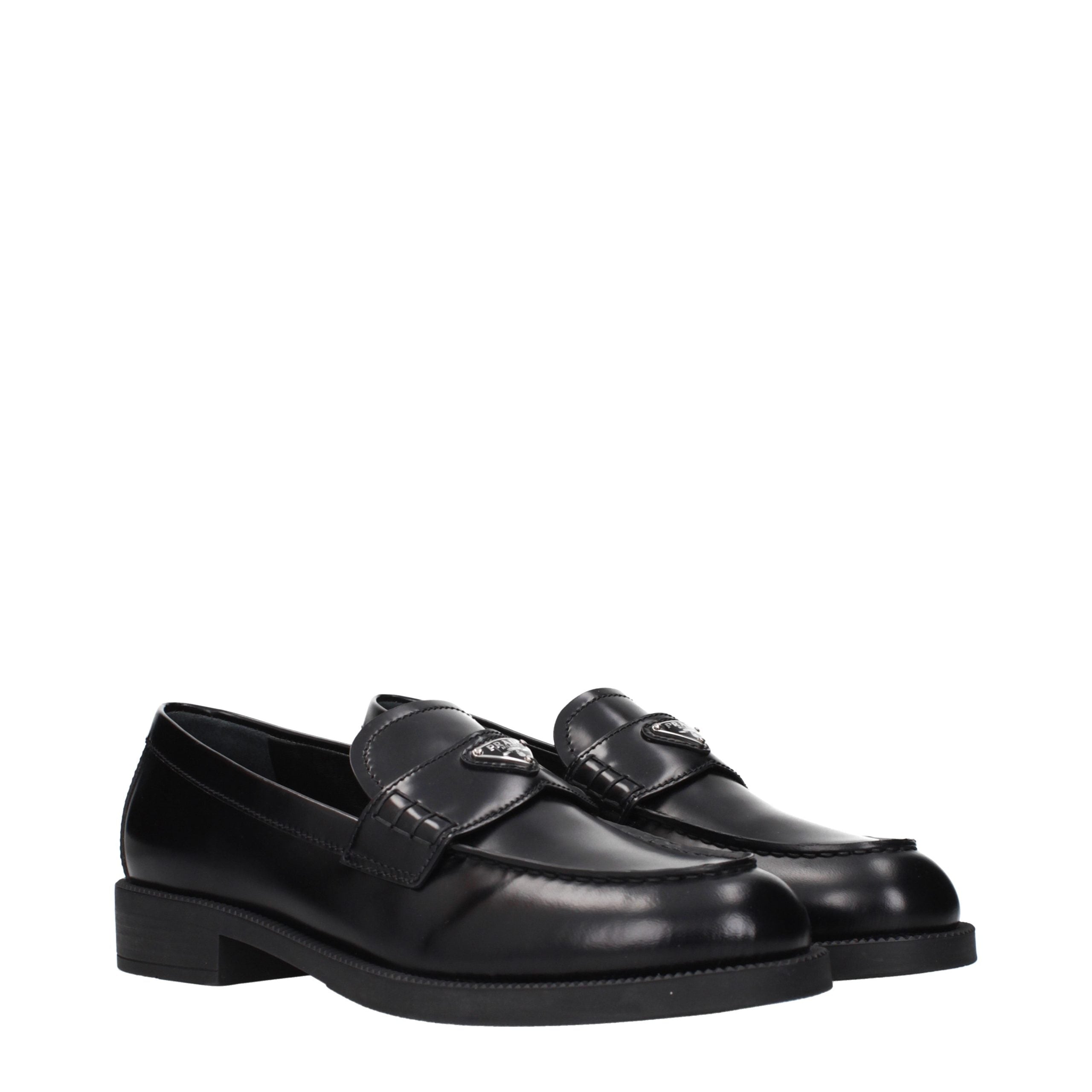 Prada Black Leather Slip-On Loafers