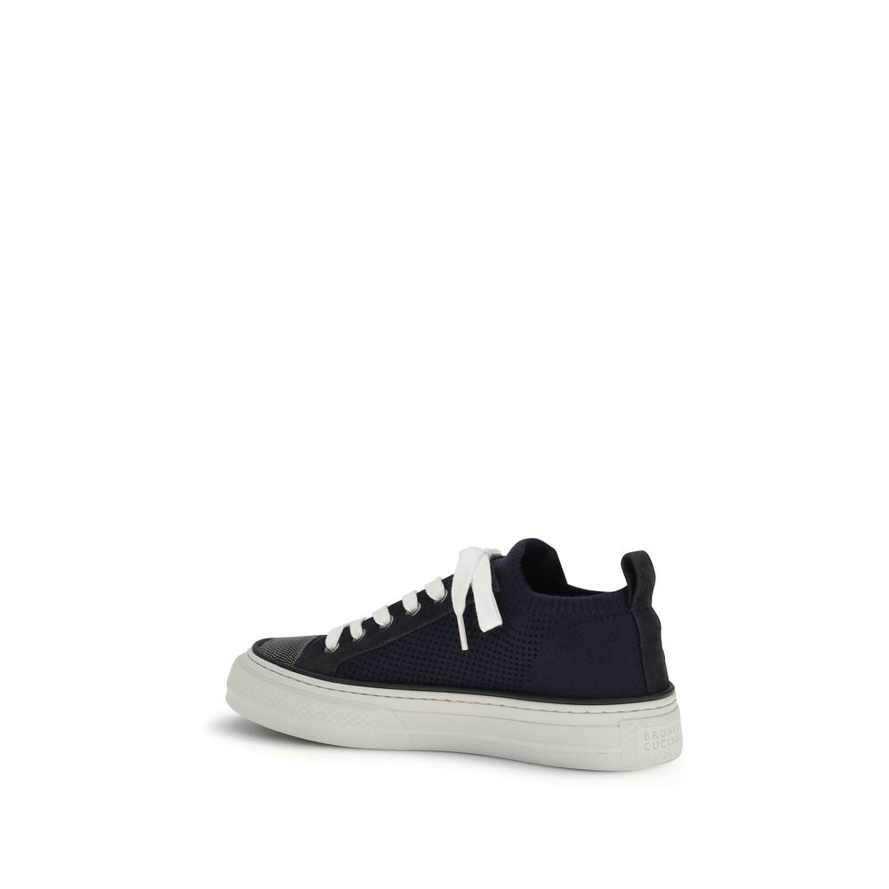 أحذية سنيكرز برونيلو كوتشينيلي زرقاء منخفضة القطع من القطن