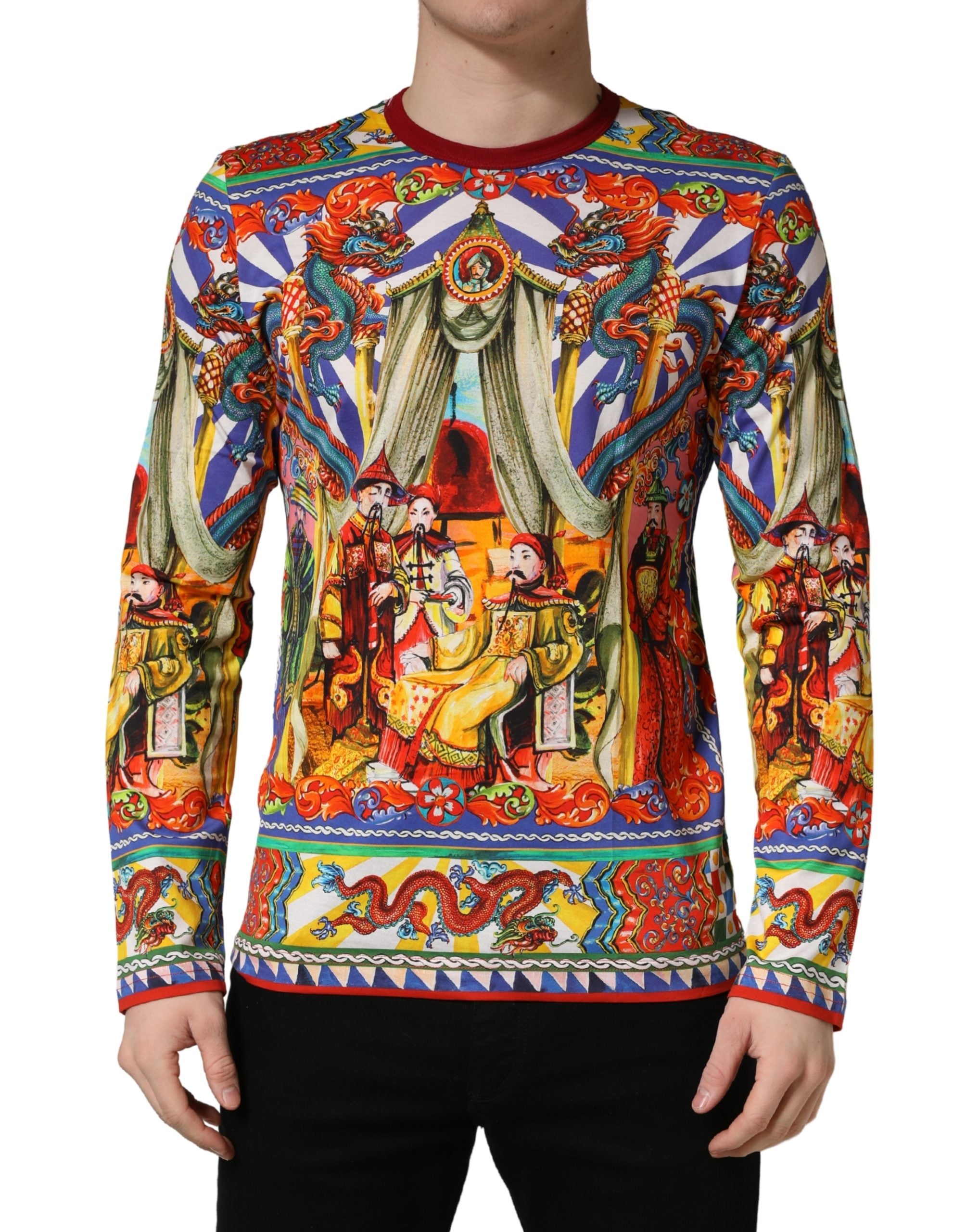 Dolce & Gabbana Multicolor Teatro Dei Pupi Men Long Sleeves  T-shirt