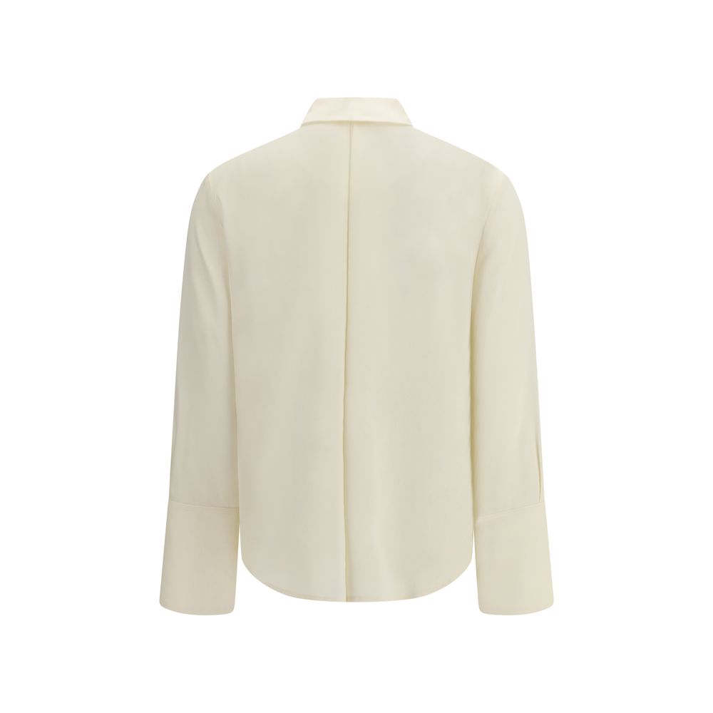 Max Mara Pure Beige Silk Dress Shirt