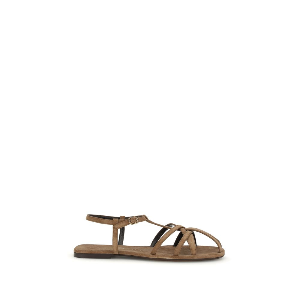 صندل مسطح هيربرت ليفين من جلد البقر باللون البني (Bos Taurus)