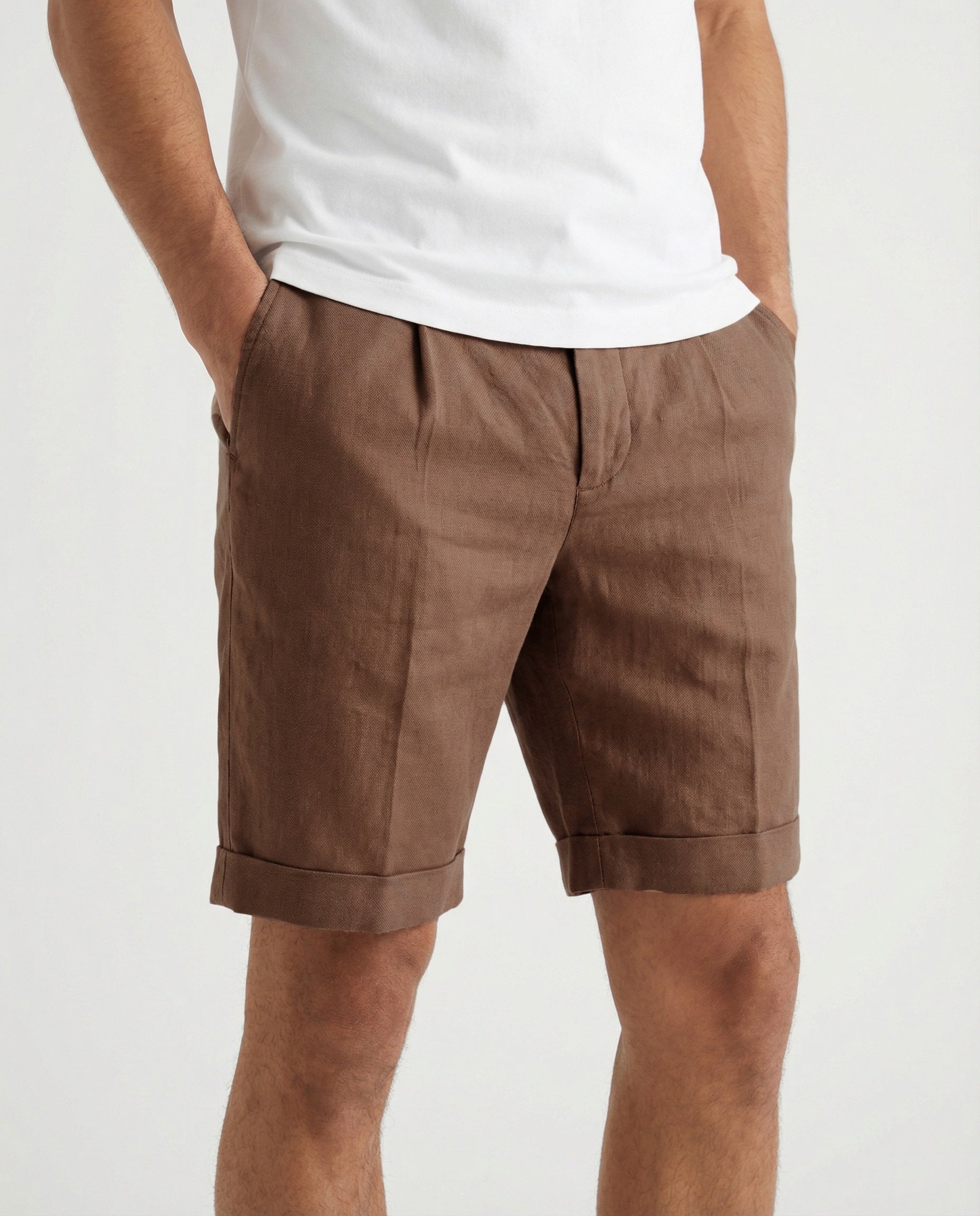 Peserico Brown Linen Knee Length
