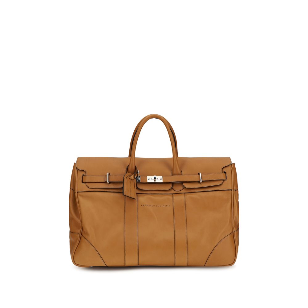 Brunello Cucinelli Brown Calf Leather Bos Taurus Luggage And Travel