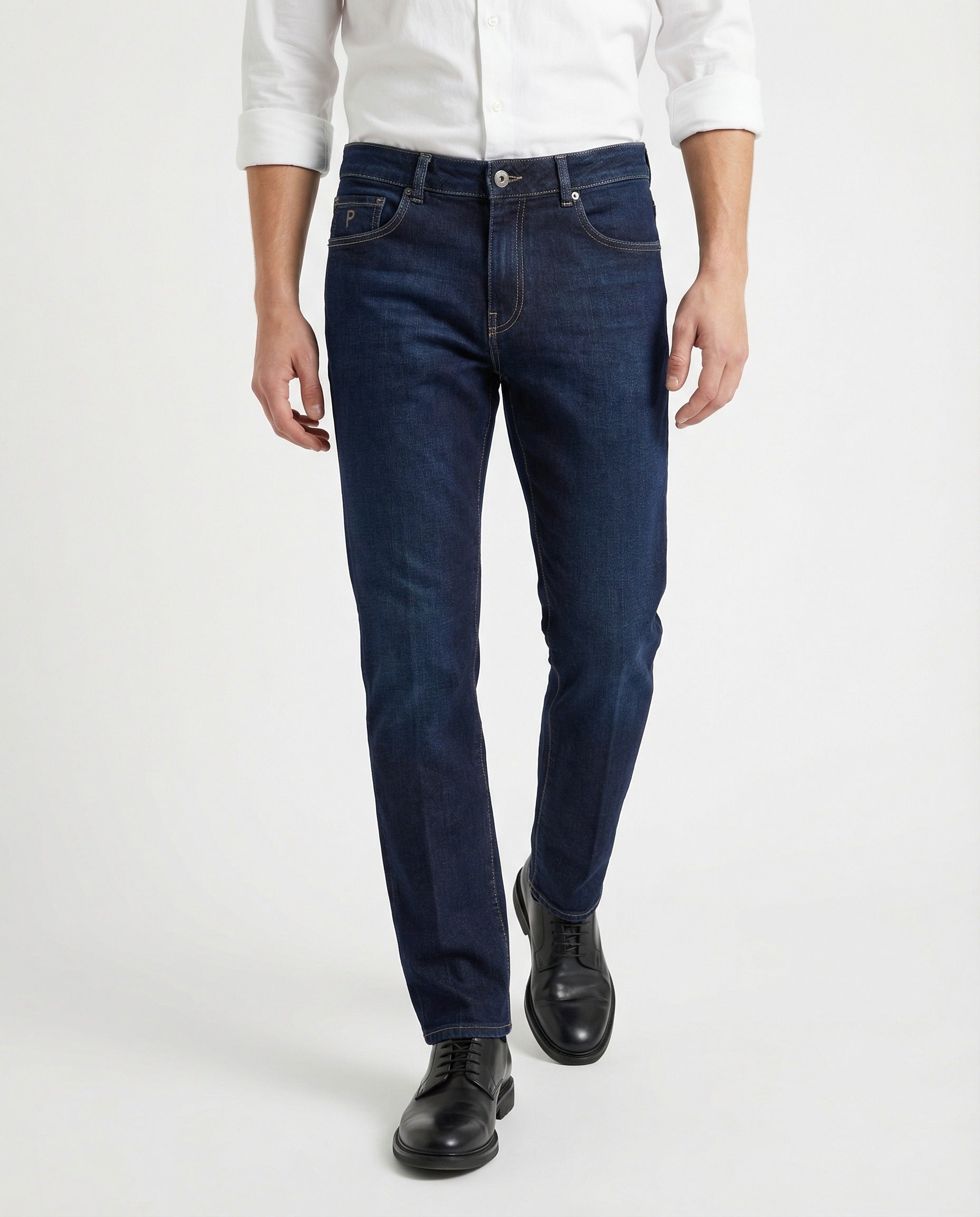 Peserico Navy Blue Cotton Straight-Leg Jeans