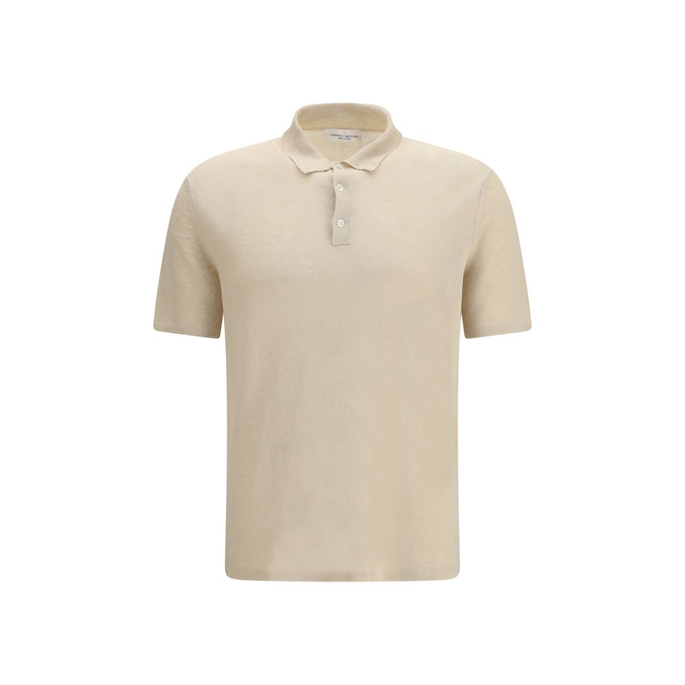 Roberto Collina Beige Linen Polo Shirt
