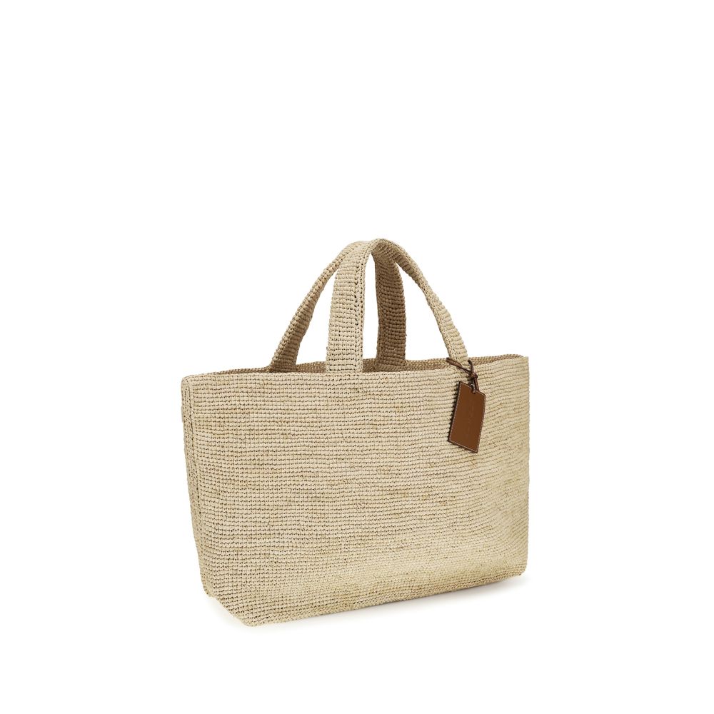Manebi Beige Raffia Handbag
