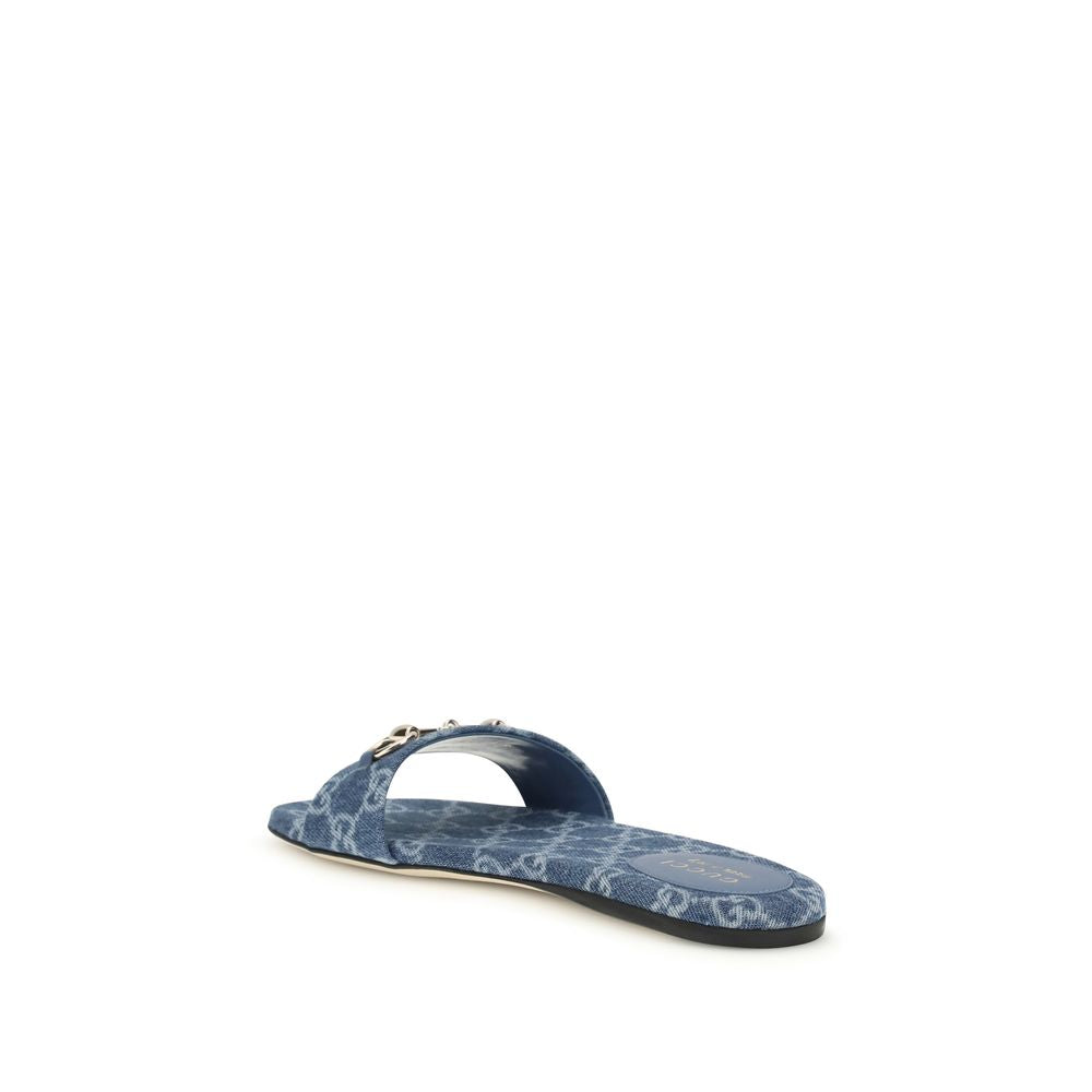 Gucci Blue Cotton Sandals