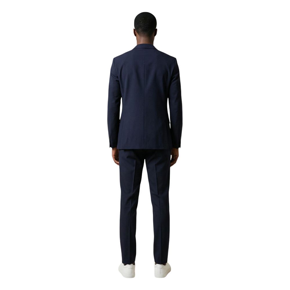 Mulish Blue Polyester Three-Piece Suit