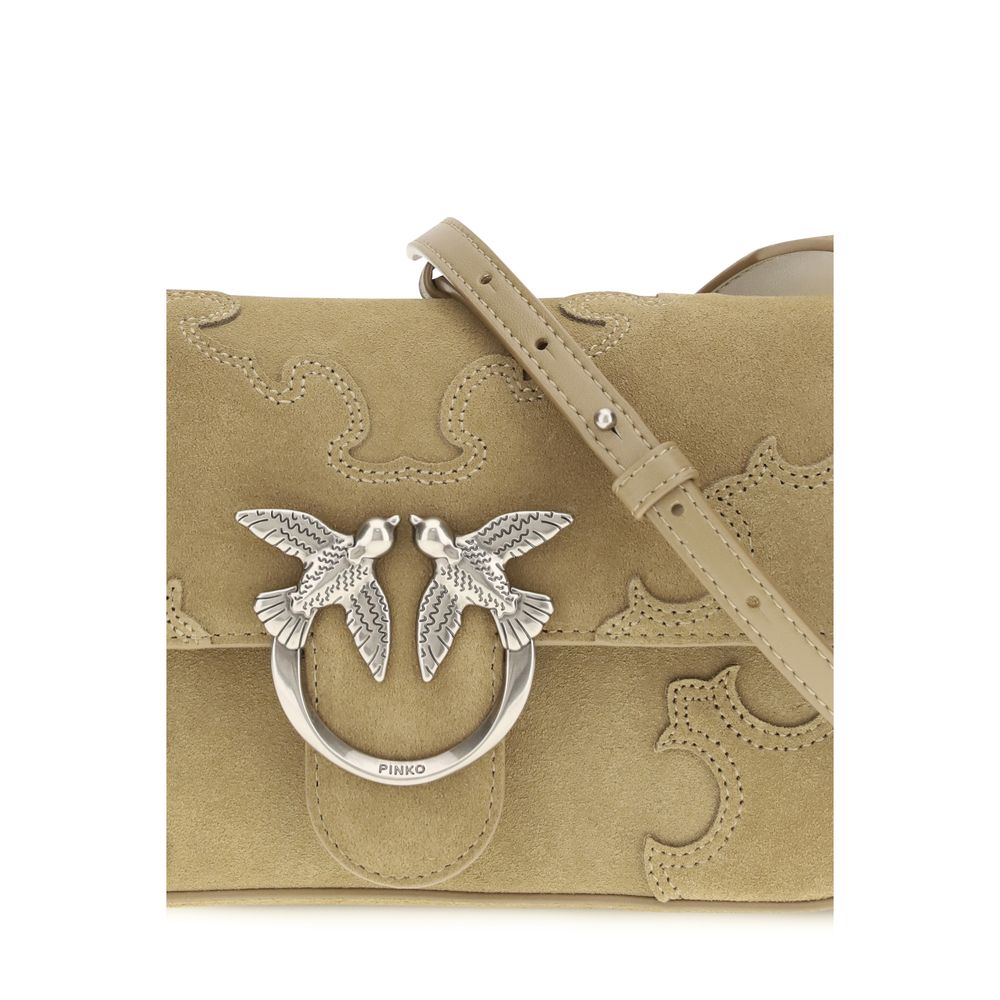 PINKO Beige Calf Leather Bos Taurus Shoulder Bag