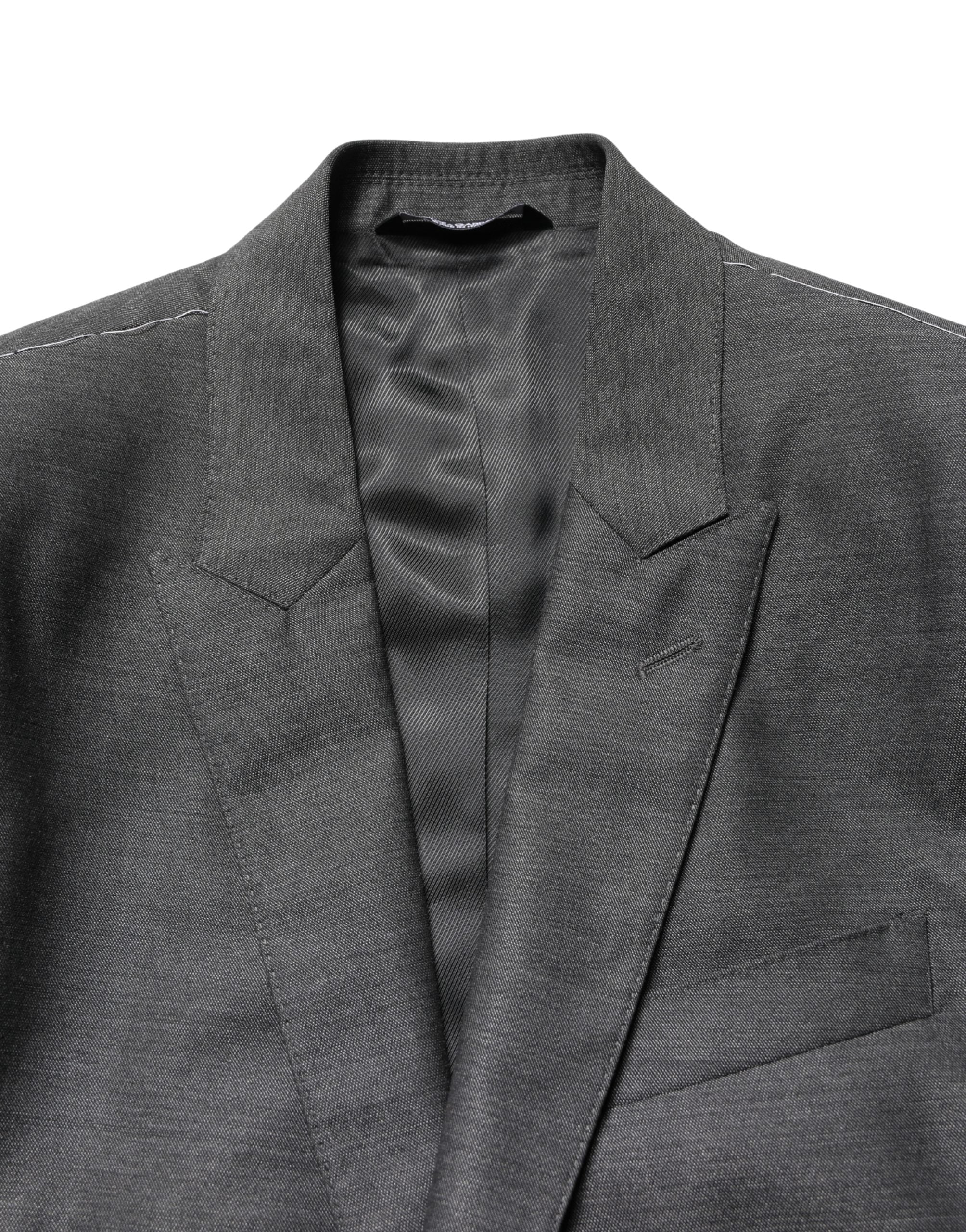 Dolce & Gabbana Dark Gray Wool Slim Fit Coat Jacket Blazer