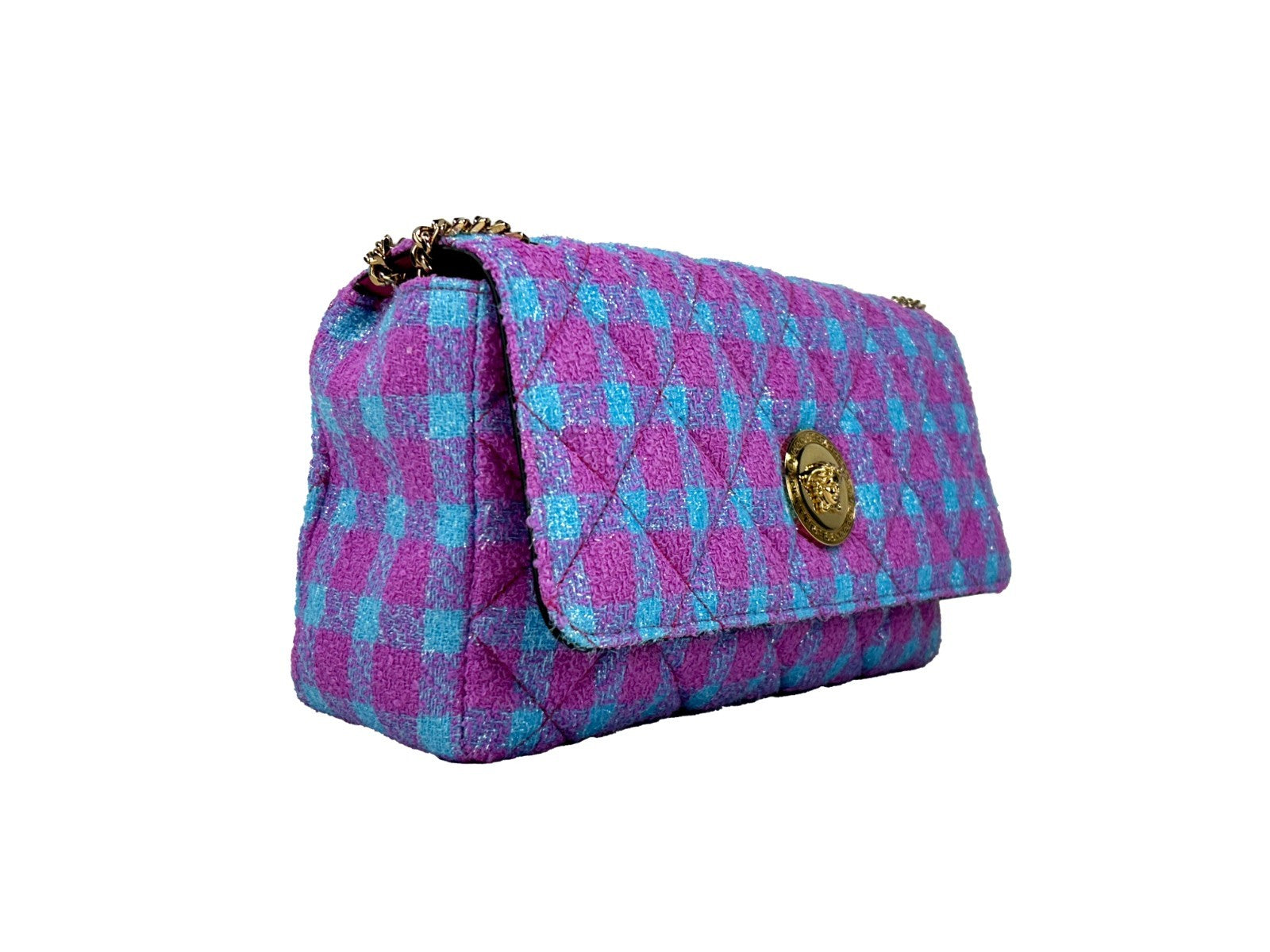 حقيبة كتف كروس متوسطة من صوف لوريكس من فيرساتشي