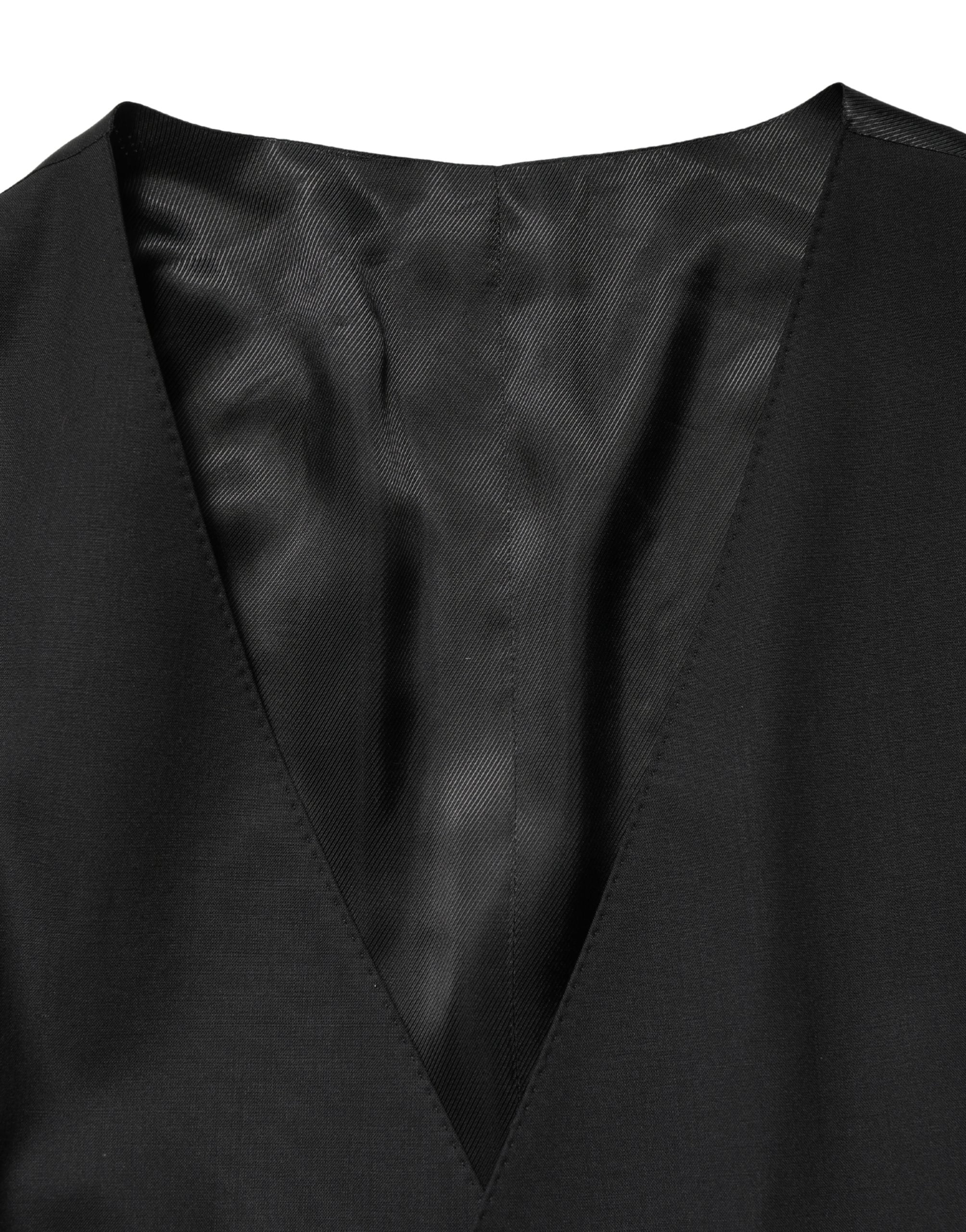 Dolce & Gabbana Black Wool Single Breasted Waistcoat Vest