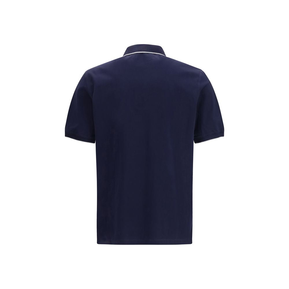 Brunello Cucinelli Blue Cotton Polo Shirt
