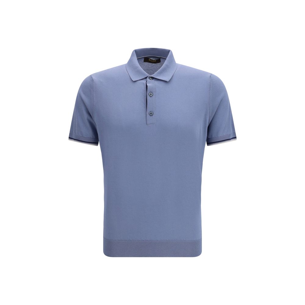 MooRER Blue Cotton Polo Shirt