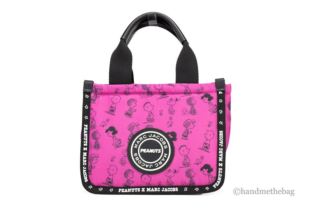 Marc Jacobs X Peanuts Mini Fuchsia Fedora Puffy Nylon Tote Convertible Handbag