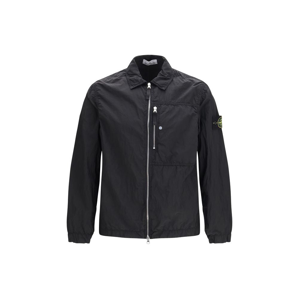 Stone Island Black Nylon Full-Length Jacket
