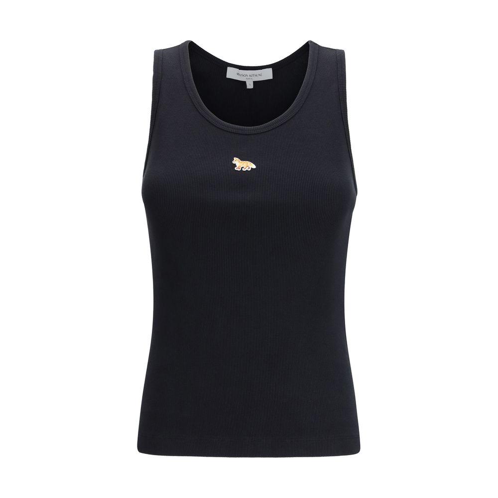 Maison Kitsuné Black Cotton Tank Tops
