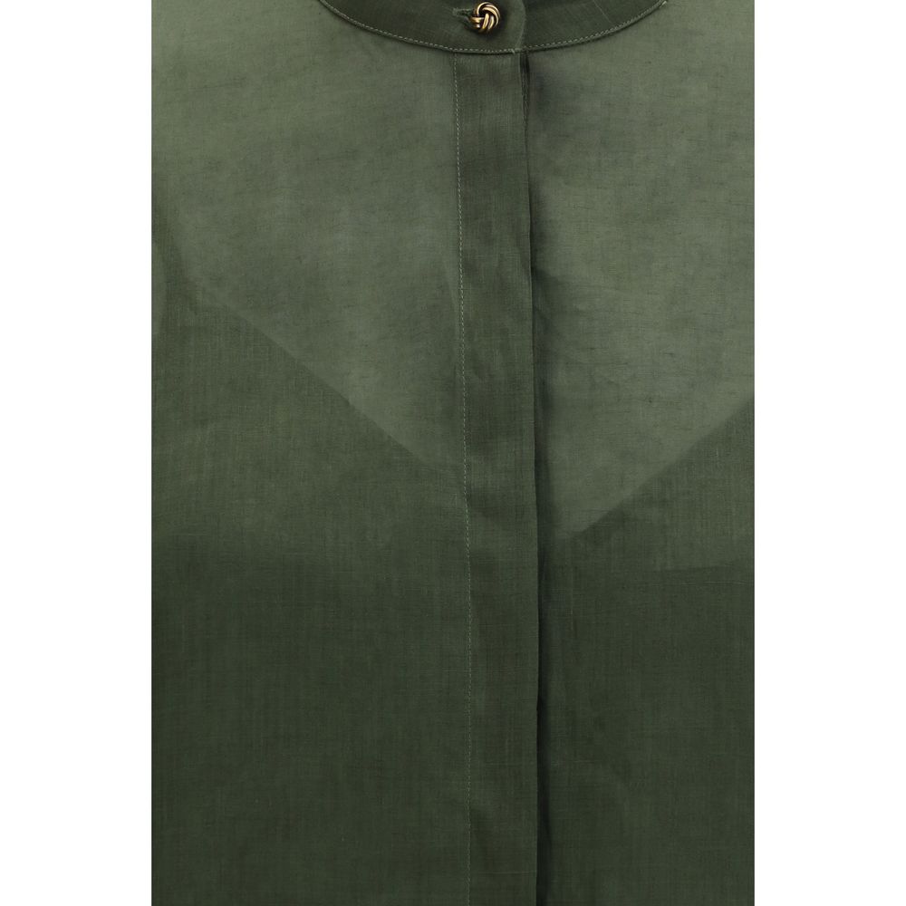 Max Mara Bicolor Ramie Dress Shirt