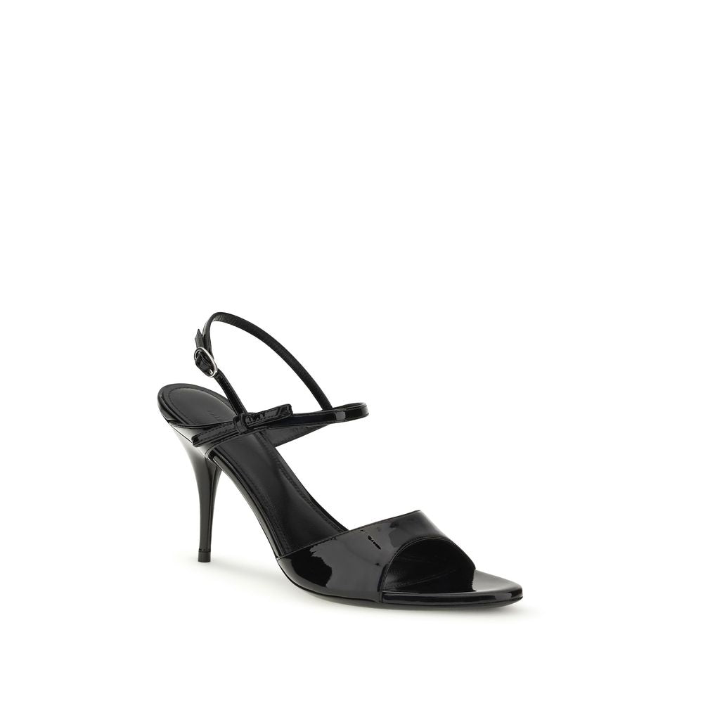 Balenciaga Black Calf Leather Bos Taurus Stiletto Heel Sandals