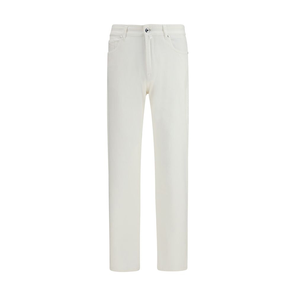 MooRER White Cotton Straight-Leg Jeans