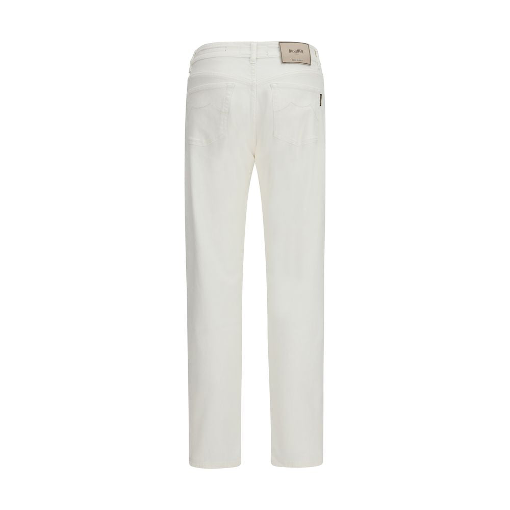 MooRER White Cotton Straight-Leg Jeans