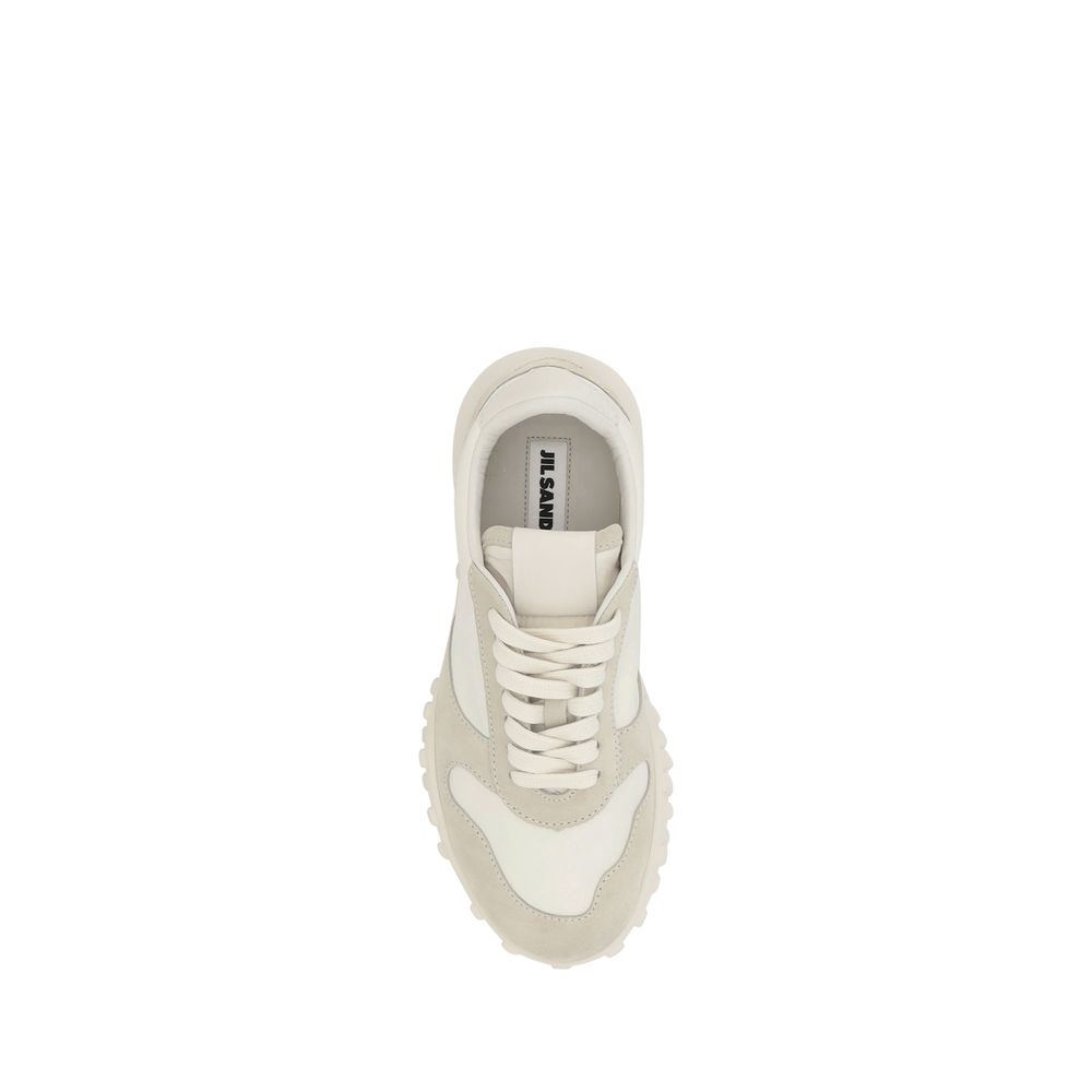 Jil Sander Beige Calf Leather Bos Taurus Platform Sneakers