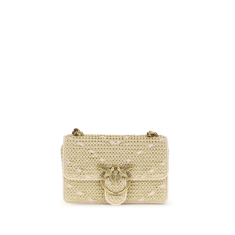 PINKO Beige Raffia Shoulder Bag