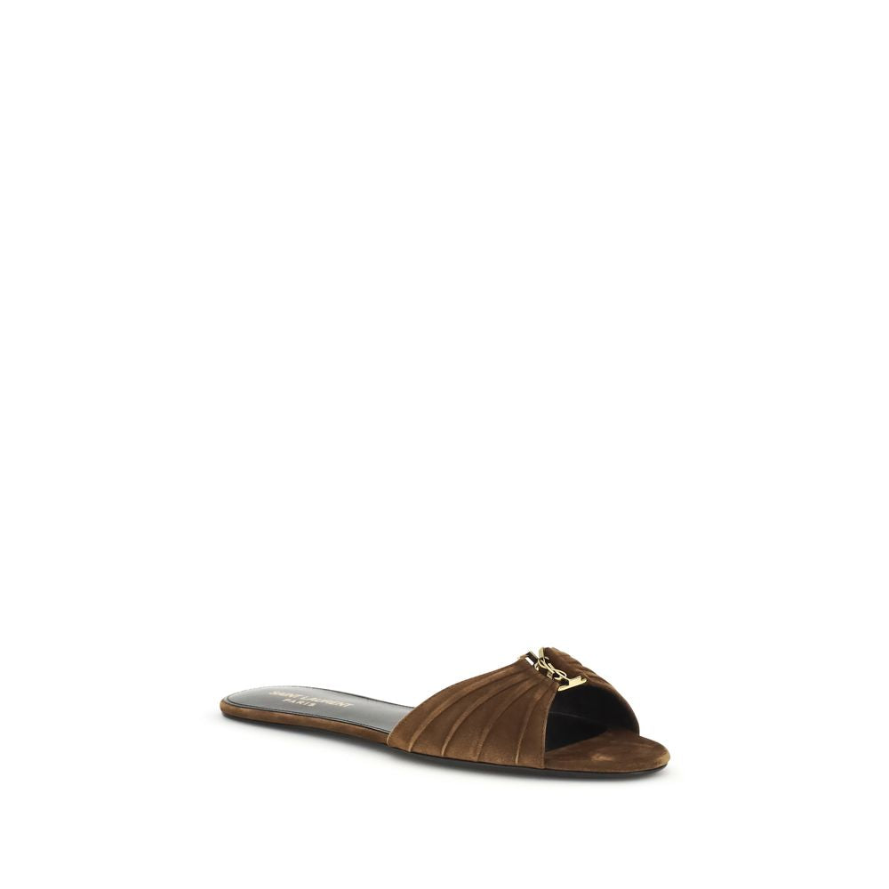 Saint Laurent Brown Calf Leather Bos Taurus Sandals