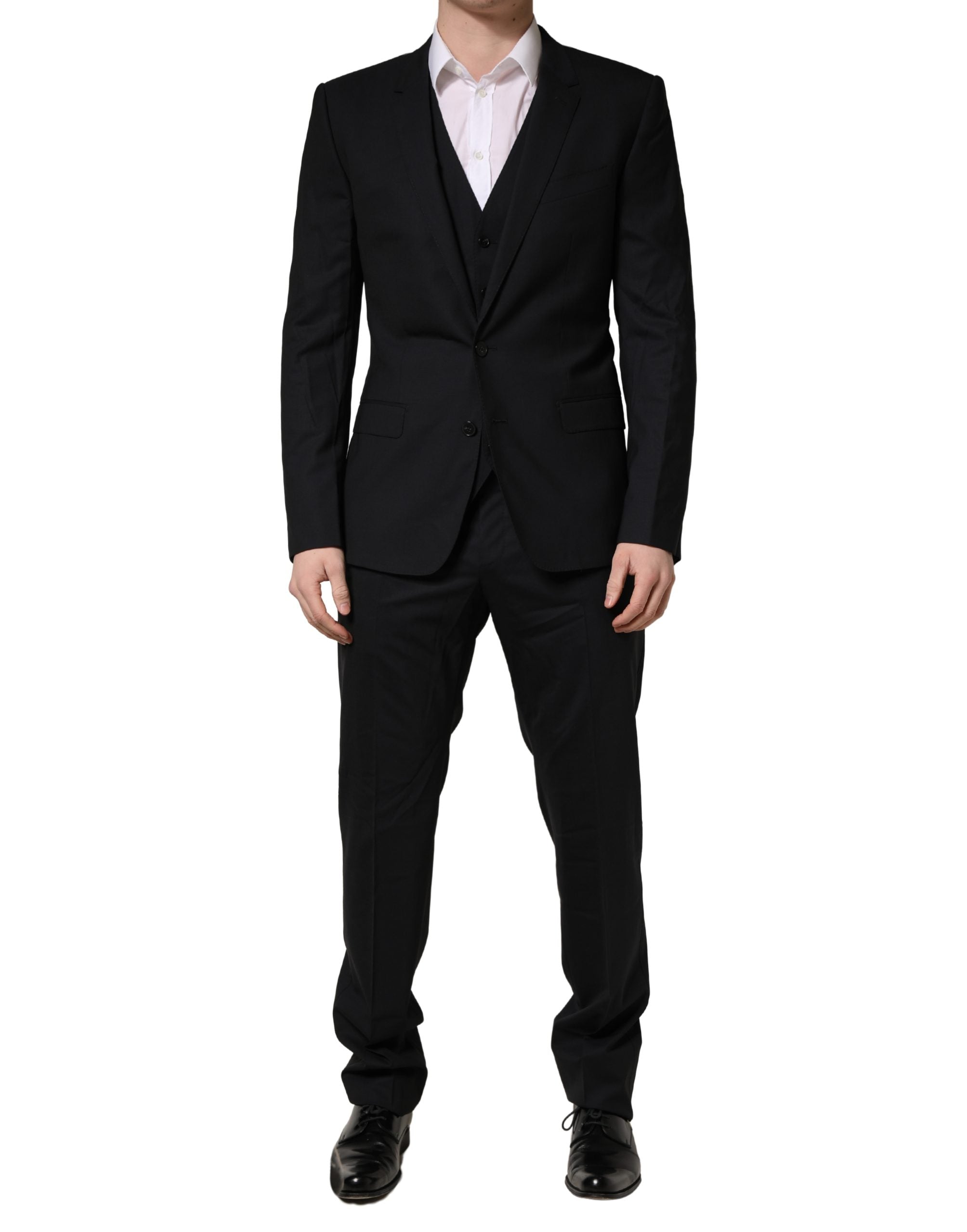Dolce & Gabbana Black Wool 2 Buttons Formal 3 Piece Men Suit