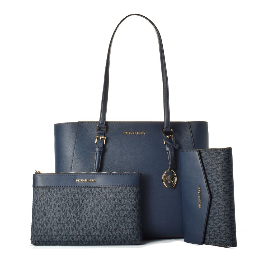 Michael Kors Blue Leather Tote Bag