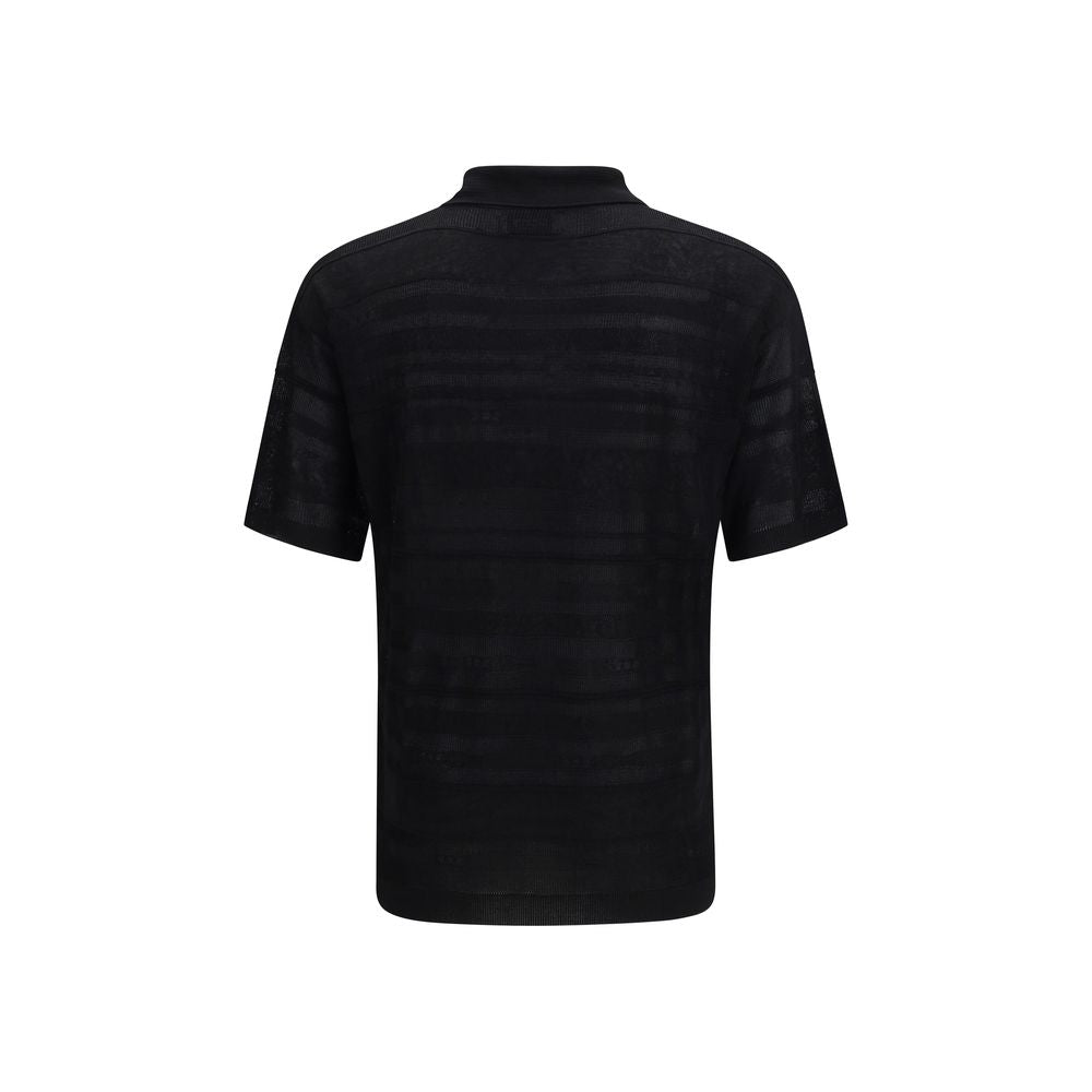 Laneus Black Cotton Polo Shirt