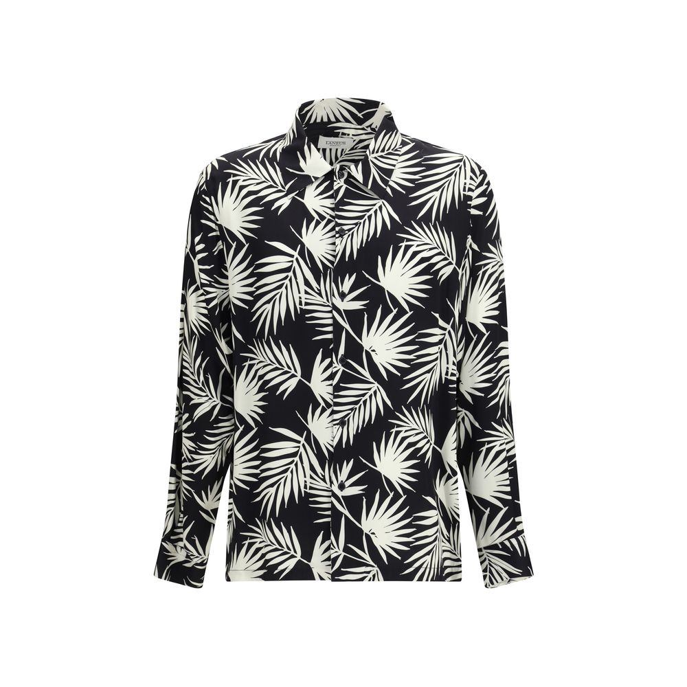 Laneus Black Viscose Pattern Shirt